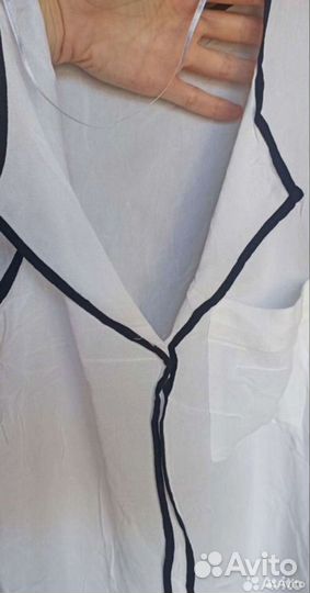 Блузка zara белая 42 без рукавов с кантом