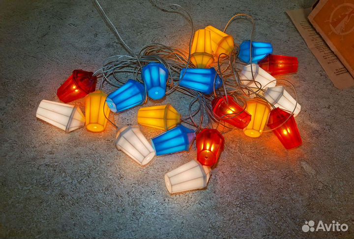 Елочная гирлянда Фонарики СССР 1973г. Редкая