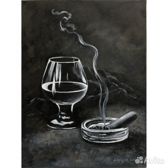 Картина маслом Подарок мужчине натюрморт 30х40см