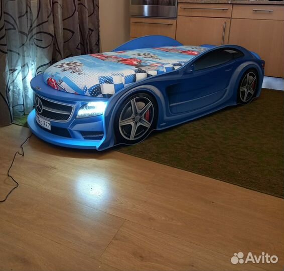Детская кровать машина мерседес с подсветкой фар
