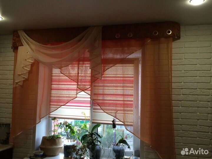 Тюль с ламбрикеном для кухни