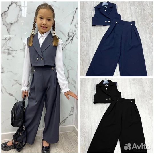 Костюмы для девочек, в школу, 3 цвета, 134 до 152