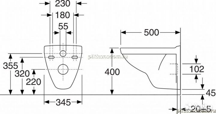 Gustavsberg Nautic GB115530001000 Унитаз для настенной установки. Для монтажа на стену со встроенным