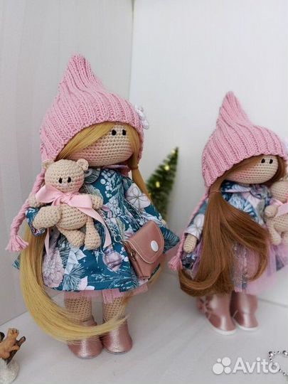 Интерьерная вязаная Кукла Новогодняя