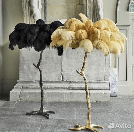 Торшер напольный с перьями