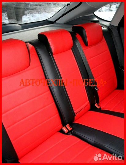 Чехлы Ford Focus 2 из экокожи чёрно-красные Класси