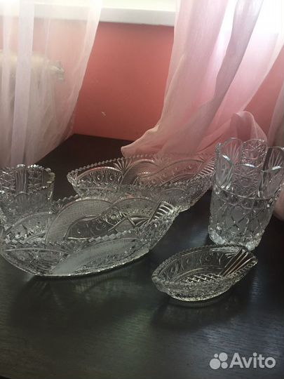 Хрусталь ссср, Ваза, Конфетница, Ладья