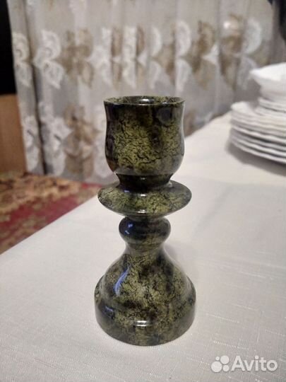 Подсвечник поделочный камень Змеевик