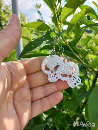 Серьги Череп вязанные готика