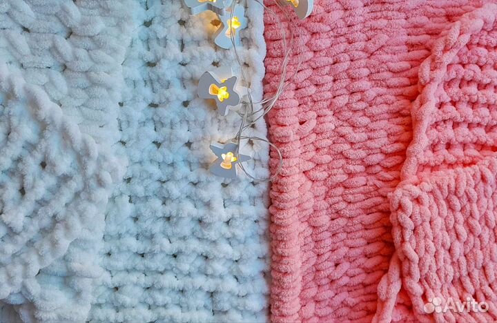 Комплект новый для новорожденной плед вязаный