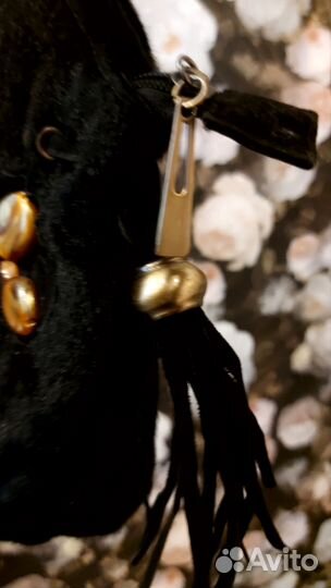 Сумка винтаж, зима,чёрная,мех