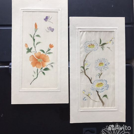 Старинные открытки, роспись по шелку