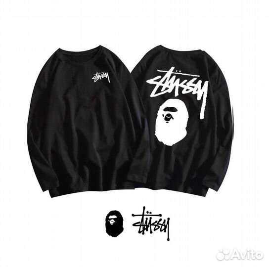 Лонгслив Stussy x bape