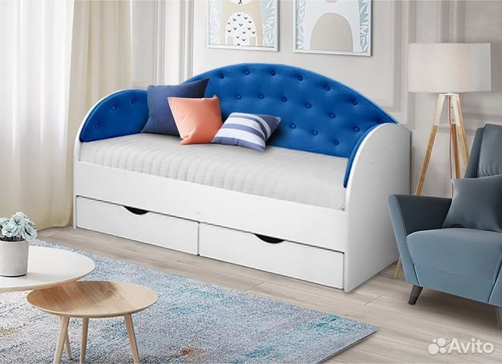 Кроватка для малыша мягк спинка вельвет люкс