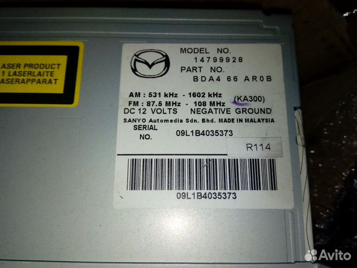 Магнитола MP3 AUX Мазда Mazda 3 BL BDA466AR0B