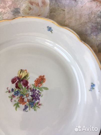 Тарелка из СССР Дулево с Мейсенским букетом
