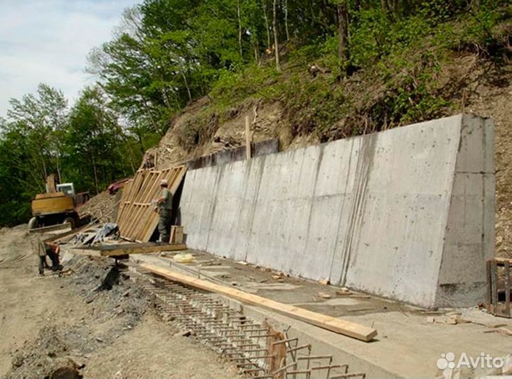 Монолитные дороги Подпорные стены Отмостки