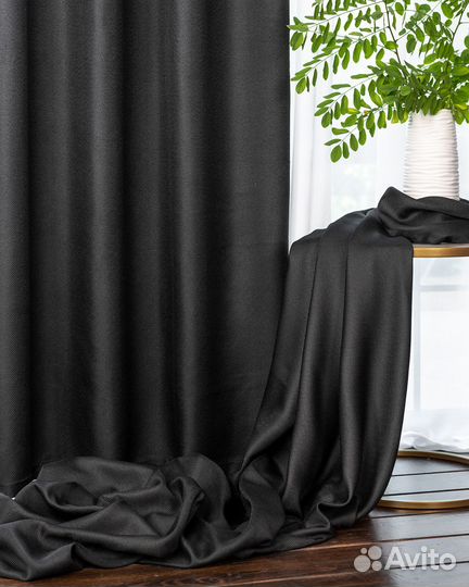 Комплект штор рогожка Орфей Черный