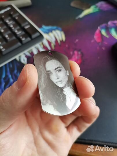 Жетон с гравировкой (фото+надпись)