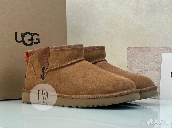 Угги мужские Ugg Classic Ultra Mini Zip Chestnut