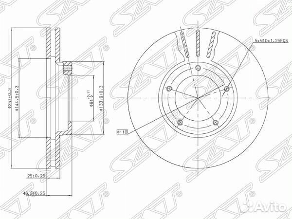 Диск тормозной (Перед) Toyota Hiace 82-89 / Hilux Pick Up 83-04 / 4Runner 02-09 / Dyna 84-95