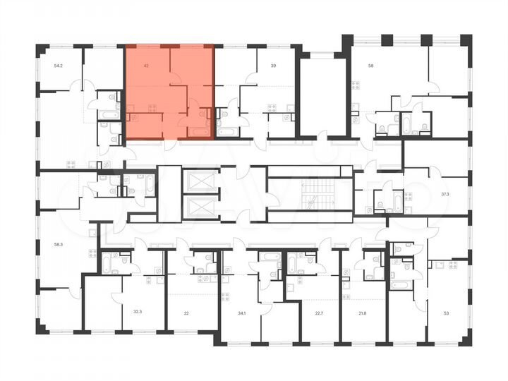 1-к. квартира, 42 м², 12/15 эт.