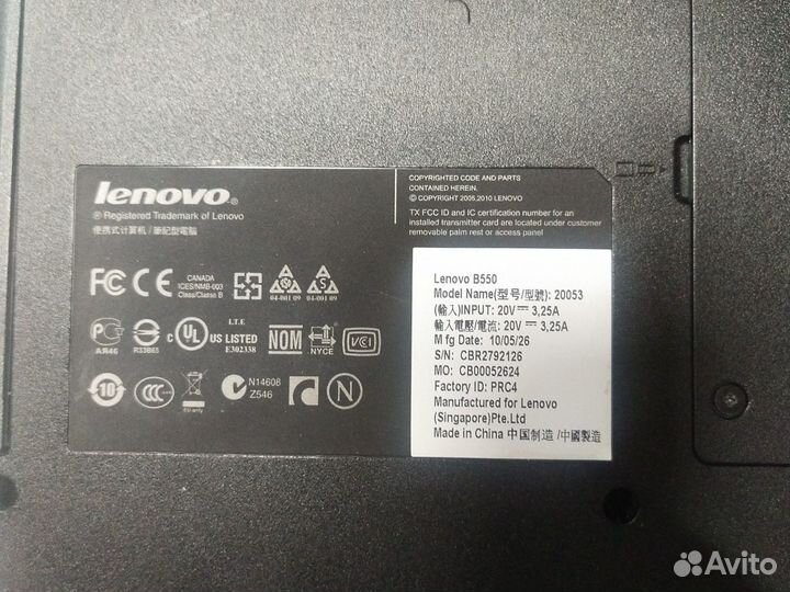 Ноутбук lenovo B550