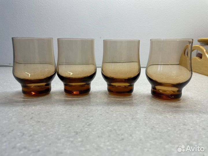 4 стопки СССР коричневое стекло