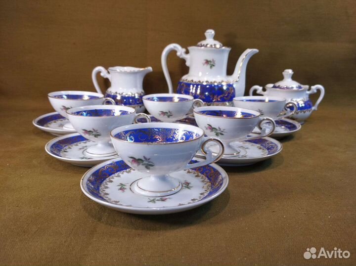 Кофейный сервиз Oscar Роза кобальт Германия