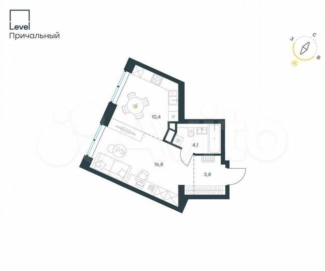 Квартира-студия, 35,1 м², 10/32 эт.