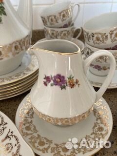 Чайный сервиз костяной фарфор Чехословакия 1960г