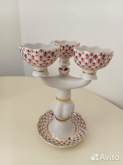 Чашка с блюдцем, подсвечник ифз: Кобальтовая сетка