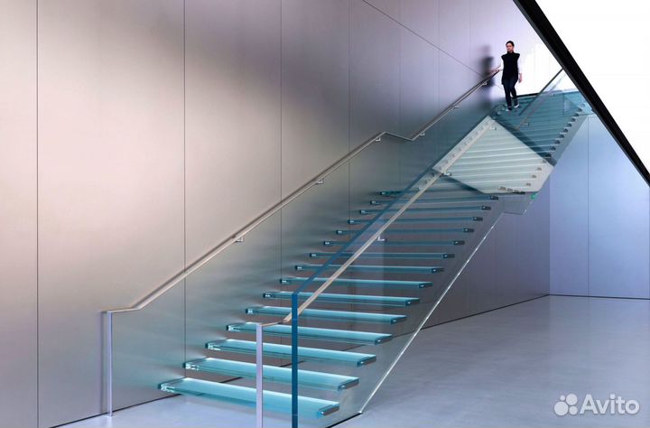 Стеклянные перила для лестниц