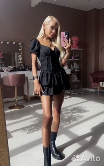 Блестящее платье-комбез