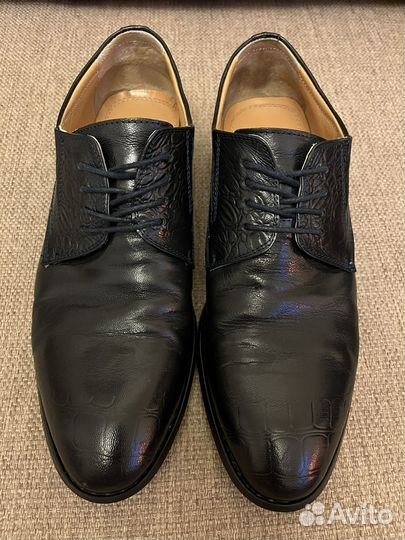 Туфли мужские тёмно-синие из натуральной кожи