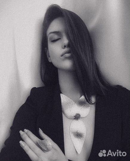 Калла цветок колье кольцо и серьги бижутерия