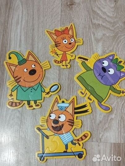 Три кота наклейки пазлы книги с заданиями