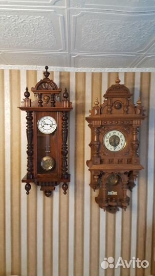 Часы старинные настенные с боем Густав Беккер