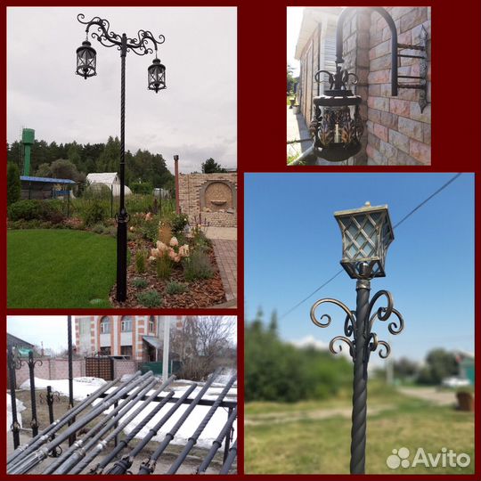 Уличный кованый фонарь арт нов 3