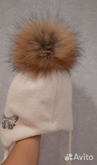 Шапка зимняя с натуральным помпоном