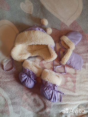 Зимний комплект (шапка + варежки + пинетки)