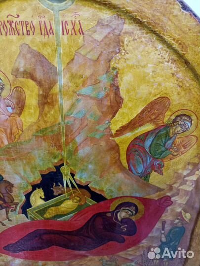 Икона Храмовая старинная.Рождество Христово.70 см