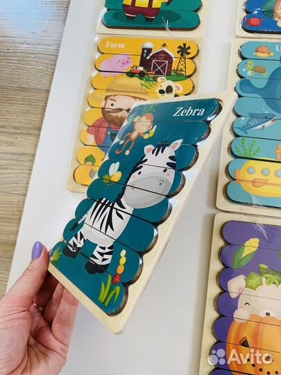 Деревянный детский 3D-пазл, Картинки палочки