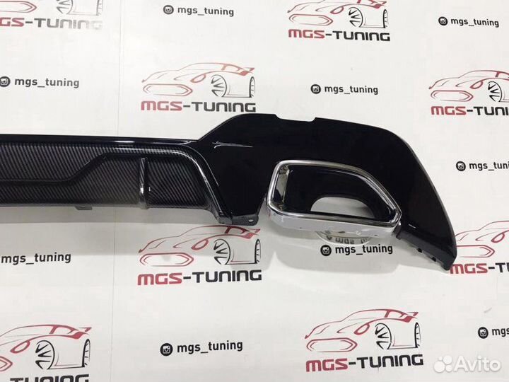 Диффузор BMW 3 G20 M340 под карбон + Хром насадки