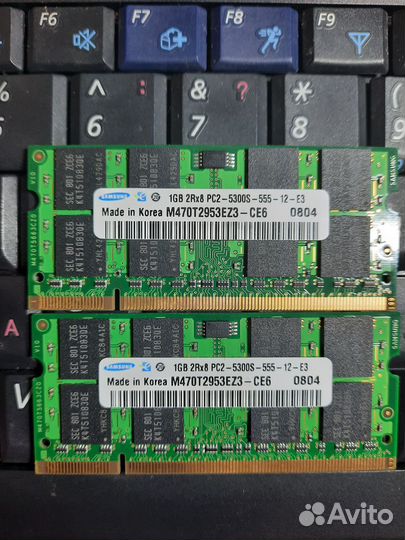 Sodimm ddr2 2gb(2х1gb) Samsung 667mgz