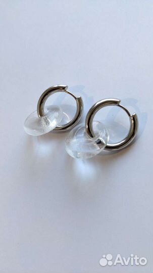 Серьги бублики с подвесками, швензы, кольца