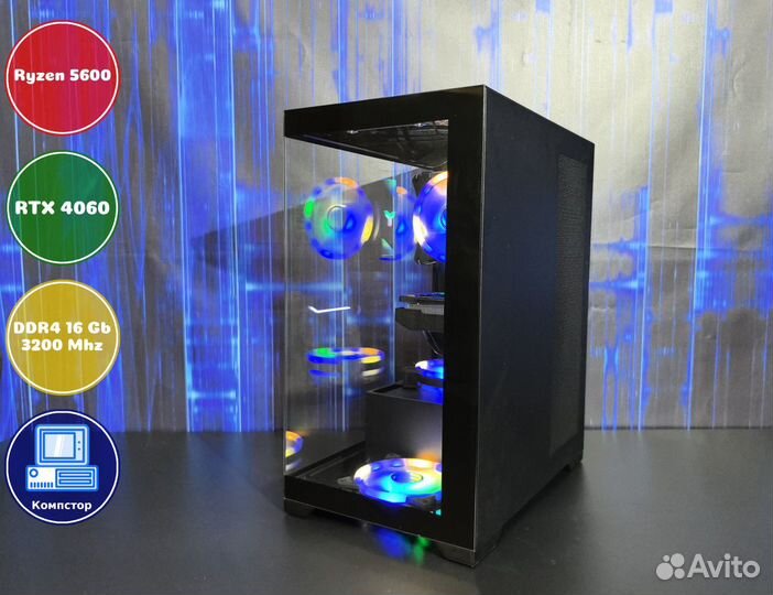 Мощный компьютер AMD5600-RTX4060-16DDR4-HGE129-A520