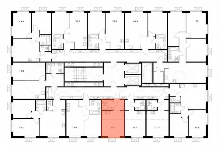 Квартира-студия, 21,5 м², 10/17 эт.