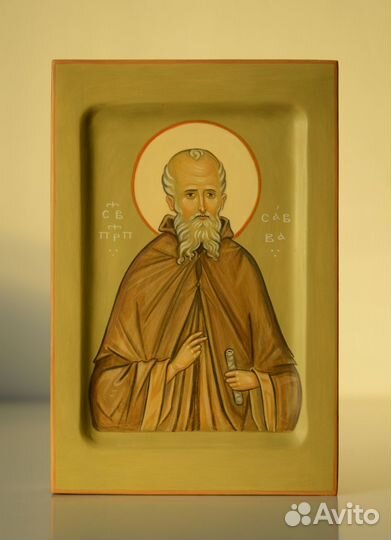 Святой Савва Освященный. Рукописная икона