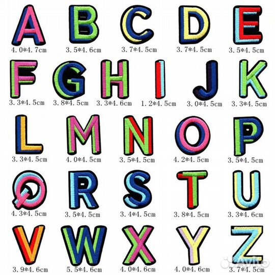 Нашивки на одежду английский алфавит термонашивки